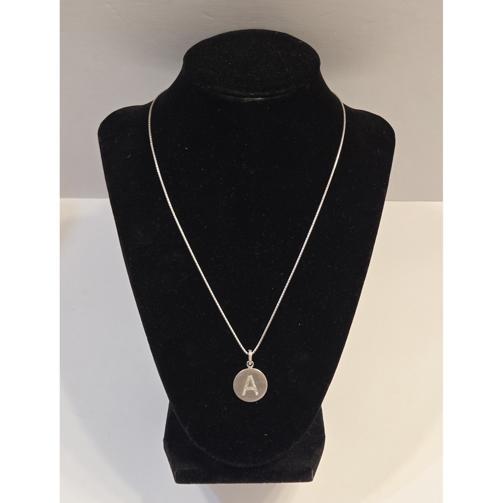 Sterling Silver BJG‎ Initial A Pave Pendant Necklace 18" 925